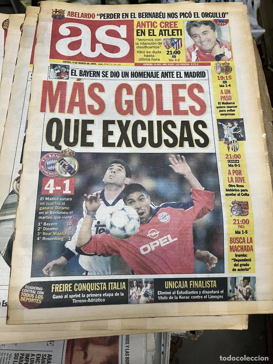 Coleccionismo deportivo: AS (9-3-2000) ANTIC LENS ATLETICO MADRID CHAMPIONS BAYERN MUNCHEN 4-1 REAL MADRID