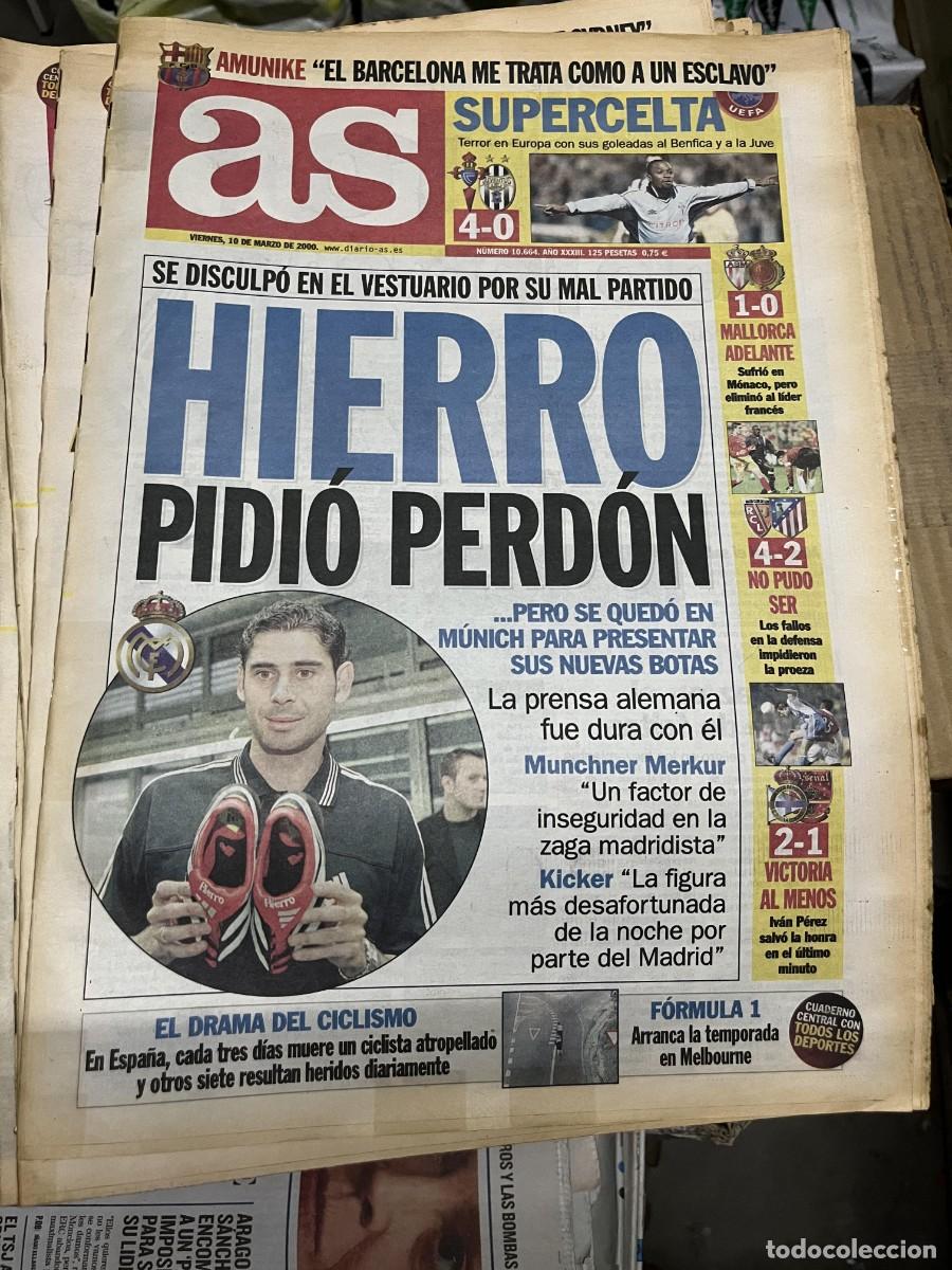 Coleccionismo deportivo: AS (10-3-2000) FERNANDO HIERRO CELTA VIGO 4-0 JUVENTUS MONACO 1-0 MALLORCA LENS 4-2 ATLETICO