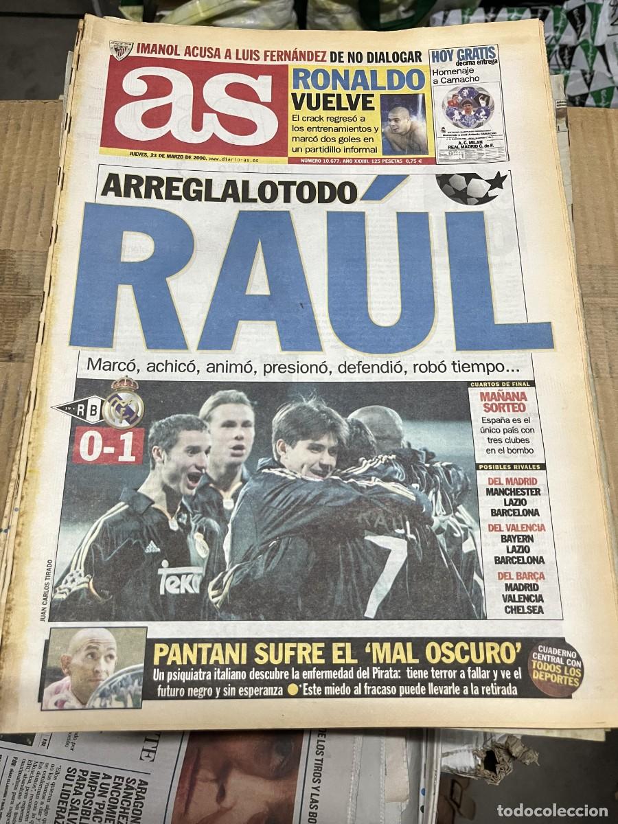 Coleccionismo deportivo: AS (23-3-2000) CHAMPIONS ROSENBORG 0-1 REAL MADRID RONALDO NAZARIO LUIS FERNANDEZ IMANOL