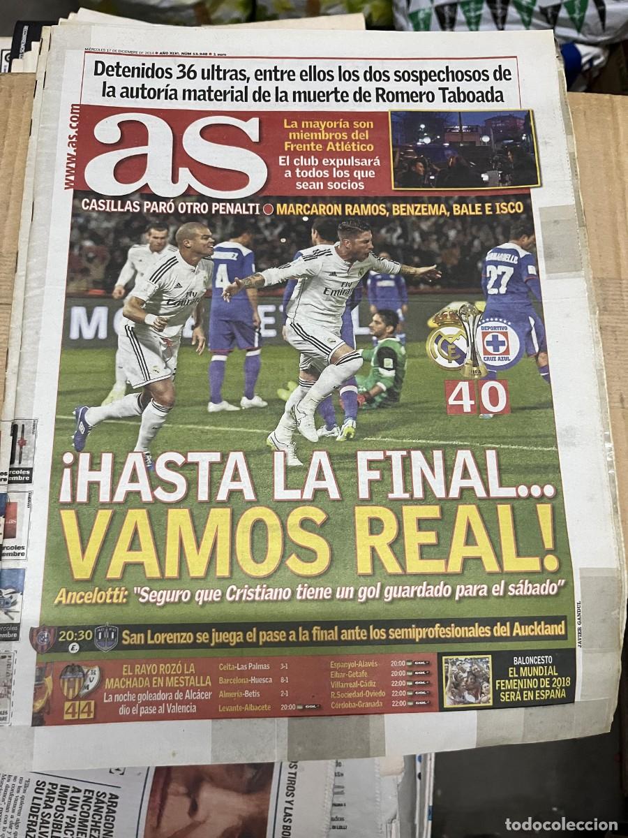 Coleccionismo deportivo: AS (17-12-2014) CRISTIANO RONALDO REAL MADRID 4-0 CRUZ AZUL FRENTE ATLETICO