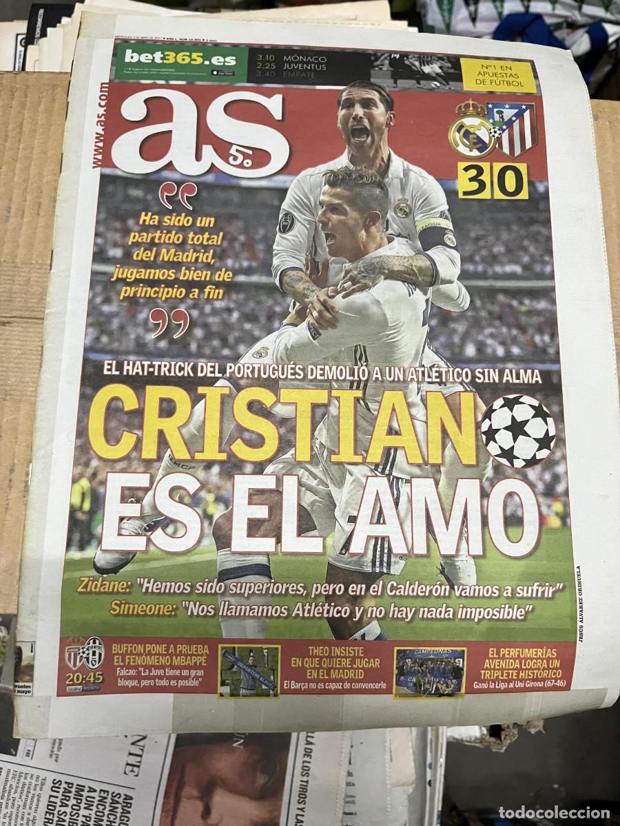Coleccionismo deportivo: AS (3-5-2017) DERBI CHAMPIONS REAL MADRID 3-0 ATLETICO SERGIO RAMOS CRISTIANO RONALDO