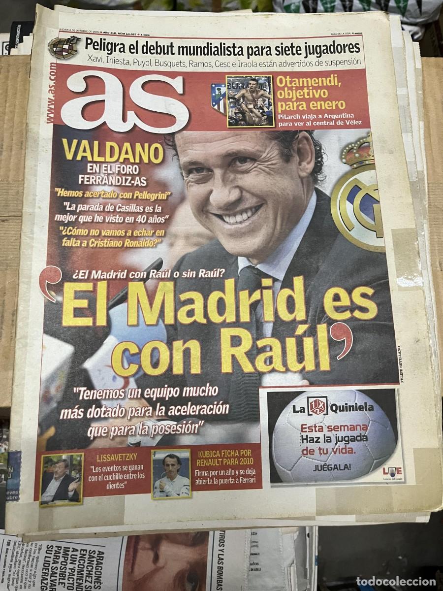 Coleccionismo deportivo: AS (8-10-2009) JORGE VALDANO REAL MADRID OTAMENDI LISSAVETZKY KUBICA RENAULT
