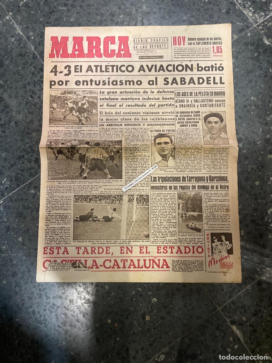 Coleccionismo deportivo: MARCA - DIARIO GRAFICO DE LOS DEPORTES N&ordm; ESPECIAL DE LOS MARTES A&Ntilde;O II - 12 OCTUBRE 1943 N&ordm; 274