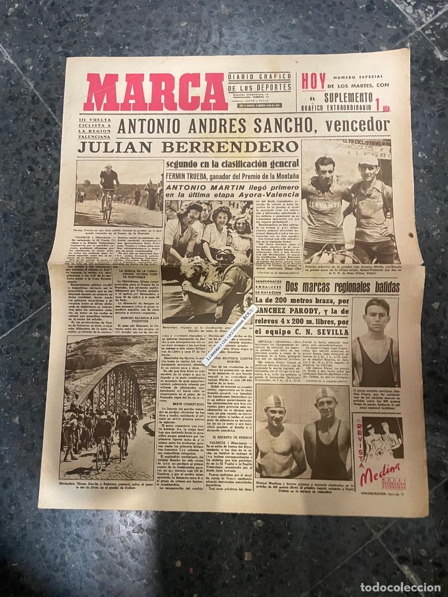 Coleccionismo deportivo: MARCA - DIARIO GRAFICO DE LOS DEPORTES N&ordm; ESPECIAL DE LOS MARTES A&Ntilde;O II - 3 AGOSTO 1943 N&ordm; 214