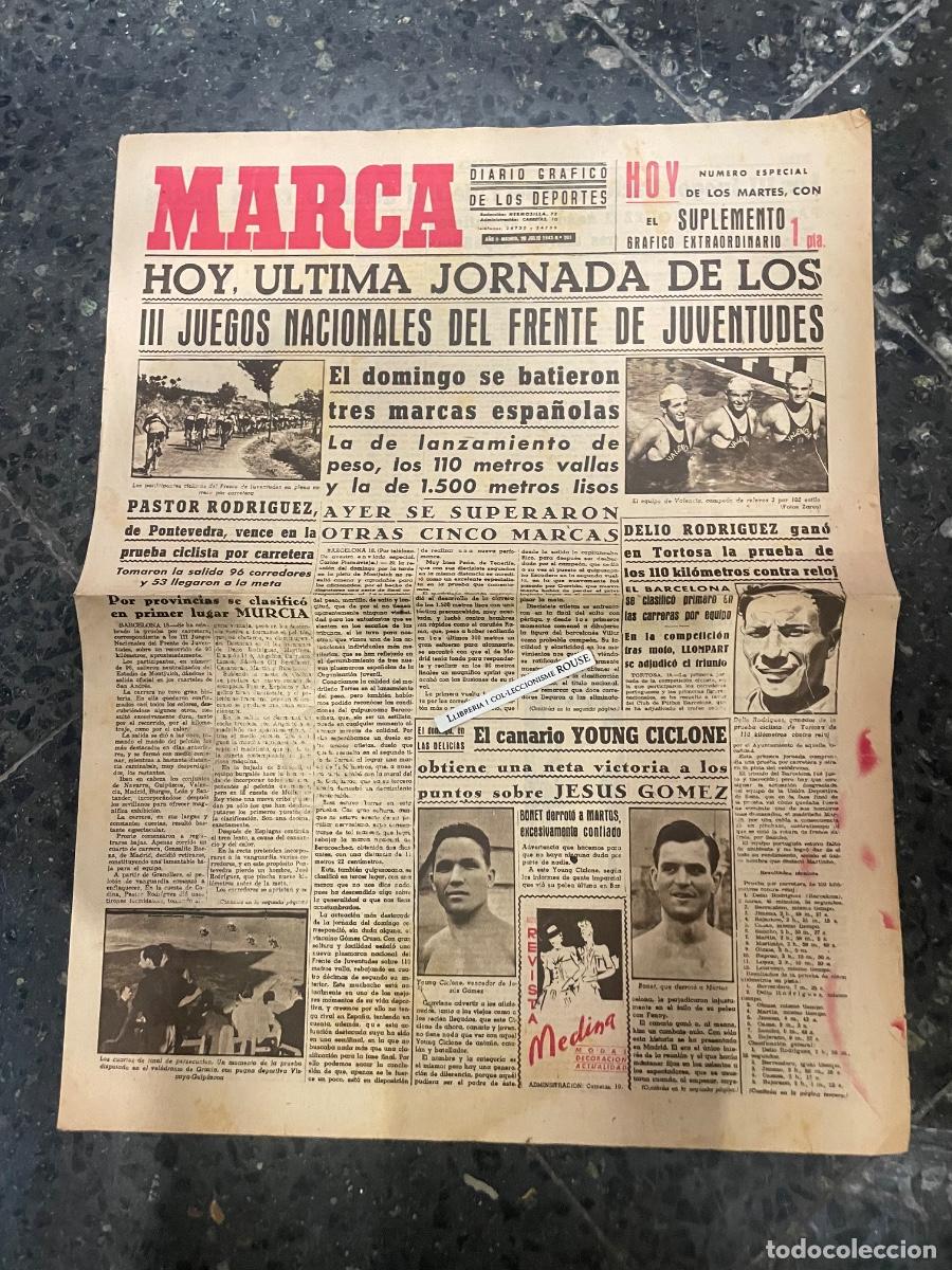 Coleccionismo deportivo: MARCA - DIARIO GRAFICO DE LOS DEPORTES N&ordm; ESPECIAL DE LOS MARTES A&Ntilde;O II - 20 JULIO 1943 N&ordm; 202