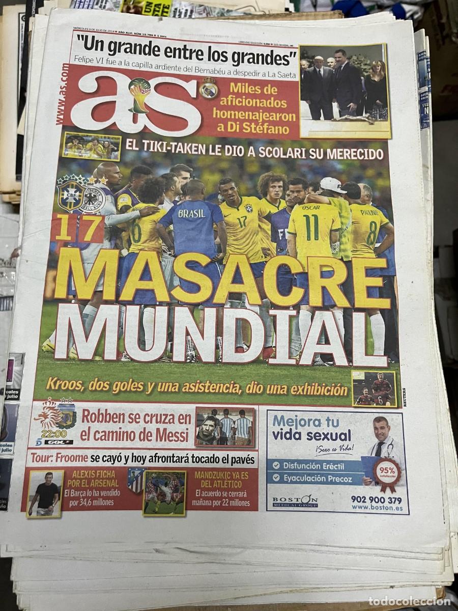 Coleccionismo deportivo: AS (9-7-2014) MUNDIAL BRASIL 1-7 ALEMANIA KROOS ROBBEN MESSI HOLANDA ARGENTINA