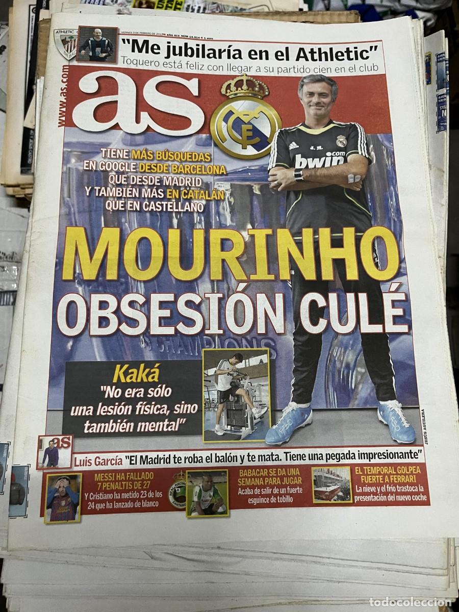 Coleccionismo deportivo: AS (3-2-2012) TOQUERO ATHLETIC BILBAO MOURINHO KAKA REAL MADRID BARCELONA