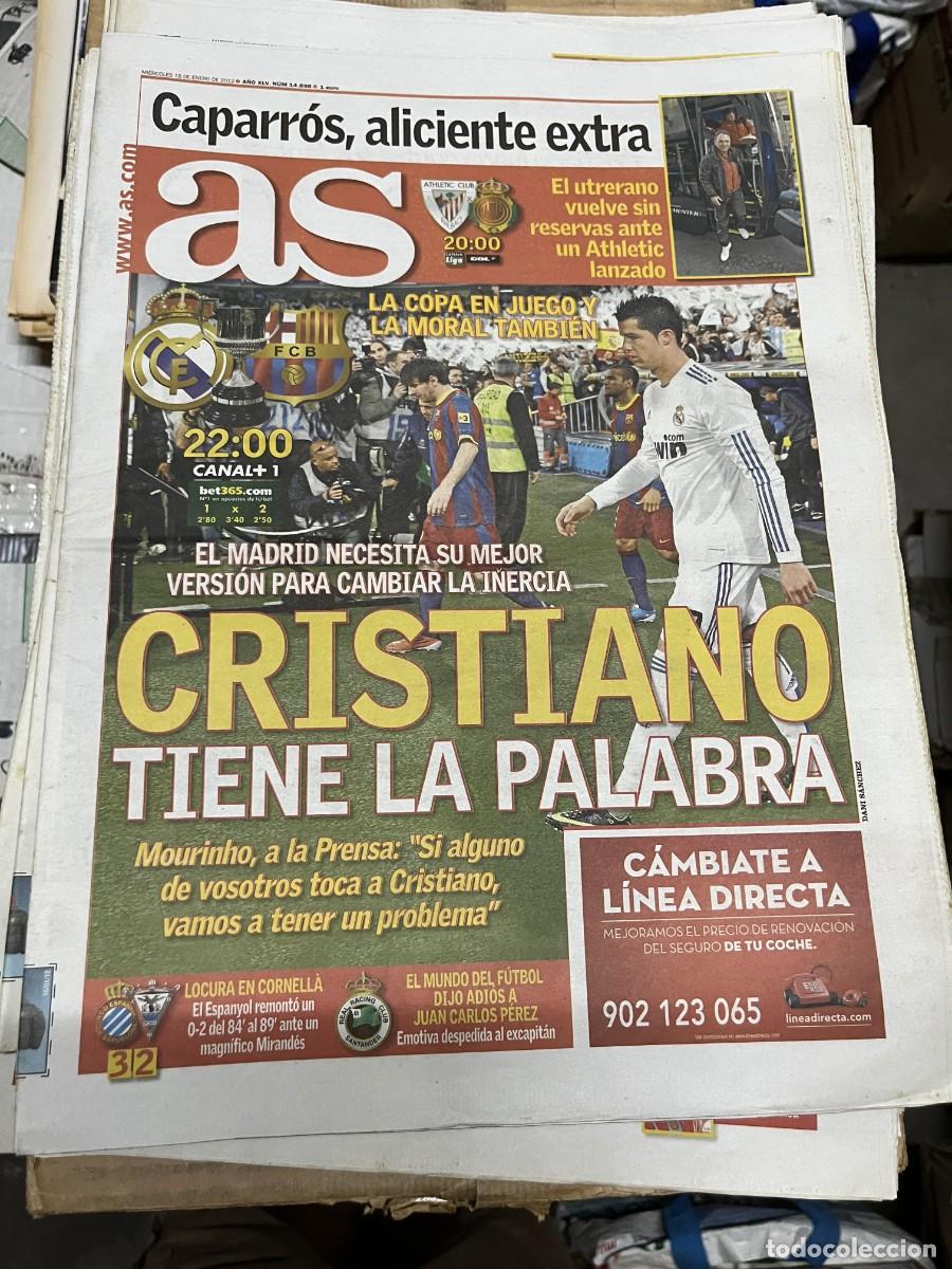 Coleccionismo deportivo: AS (18-1-2012) COPA EL CLASICO REAL MADRID BARCELONA CRISTIANO RONALDO ATHLETIC BILBAO MALLORCA