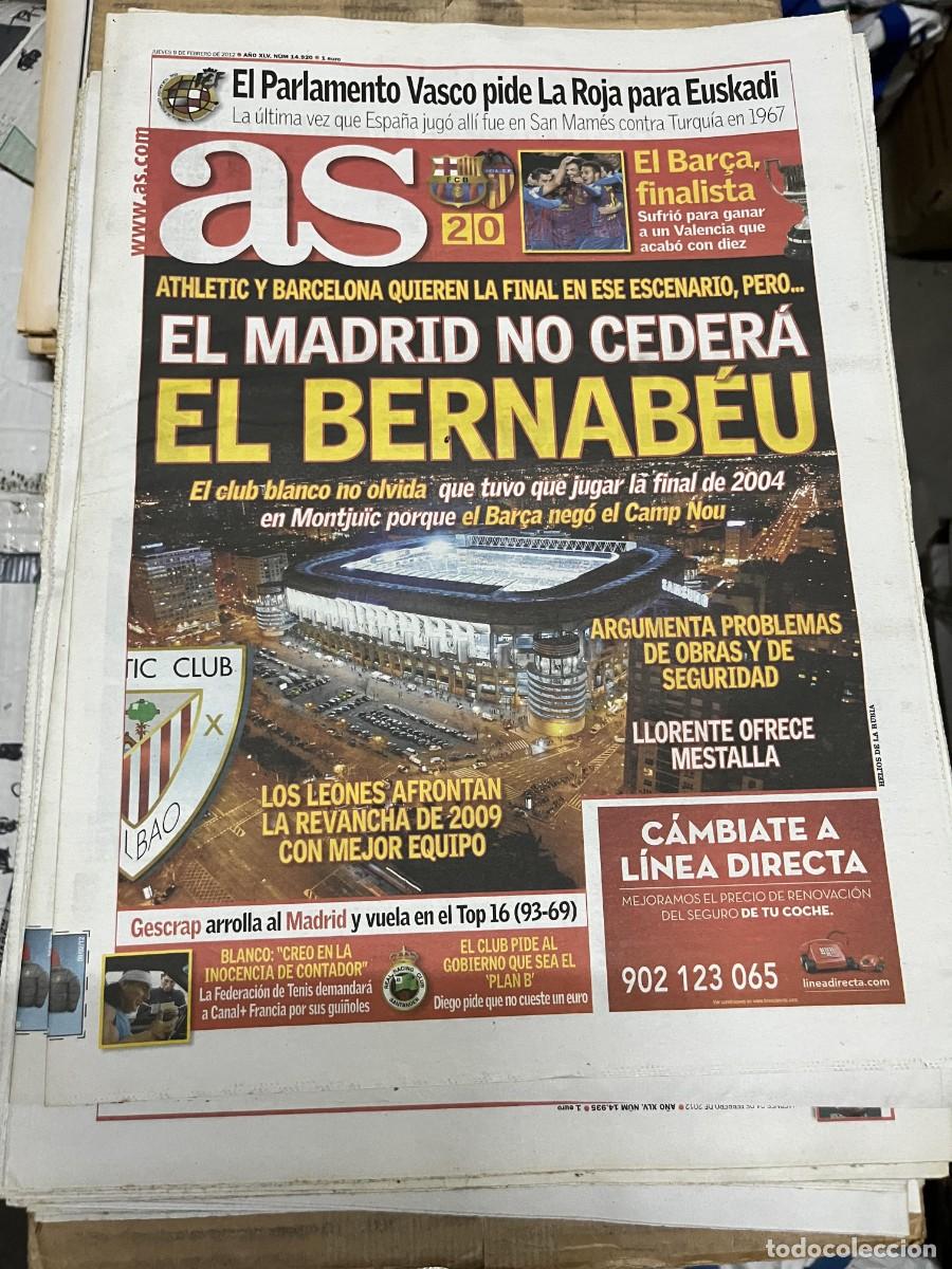Sports collectibles: AS (9-2-2012) BARCELONA 2-0 VALENCIA ESTADIO SANTIAGO BERNABEU FINAL COPA ATHLETIC BILBAO