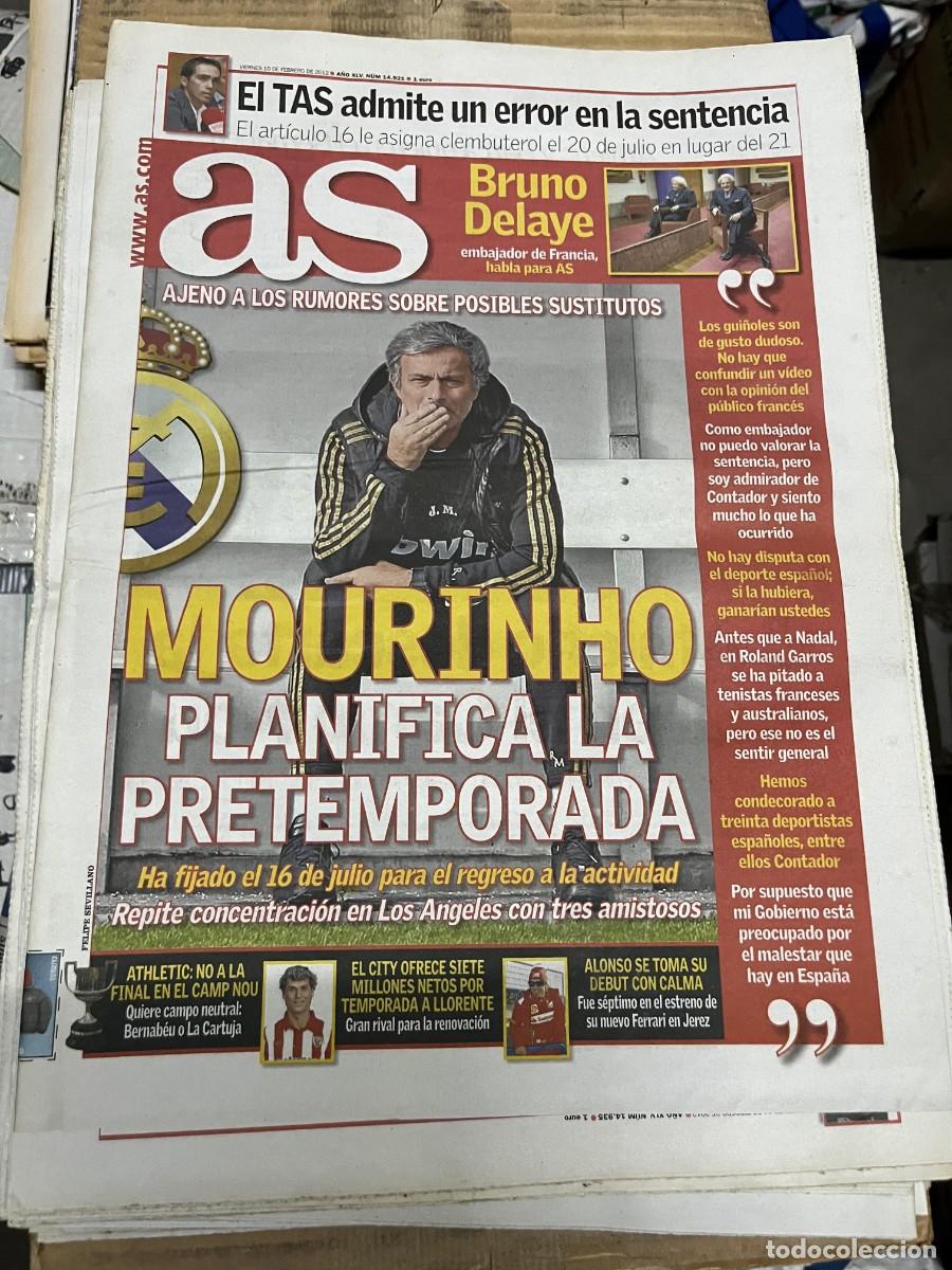 Coleccionismo deportivo: AS (10-2-2012) BRUNO DELAYE MOURINHO REAL MADRID LLORENTE ATHLETIC BILBAO FERNANDO ALONSO