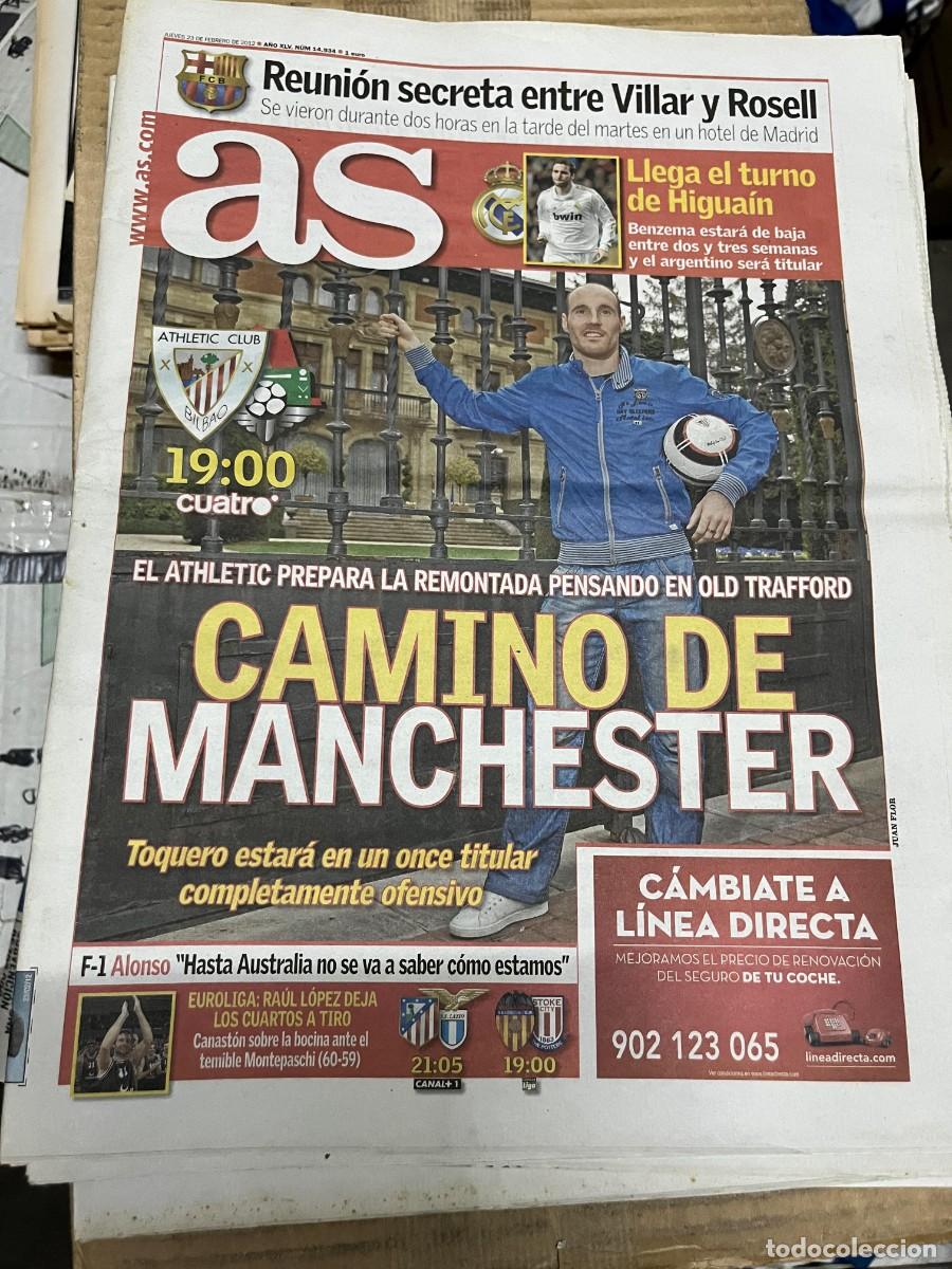 Coleccionismo deportivo: AS (23-2-2012) HIGUAIN HOY ATHLETIC BILBAO LUDOGORETS ATLETICO LAZIO VALENCIA STOKE CITY