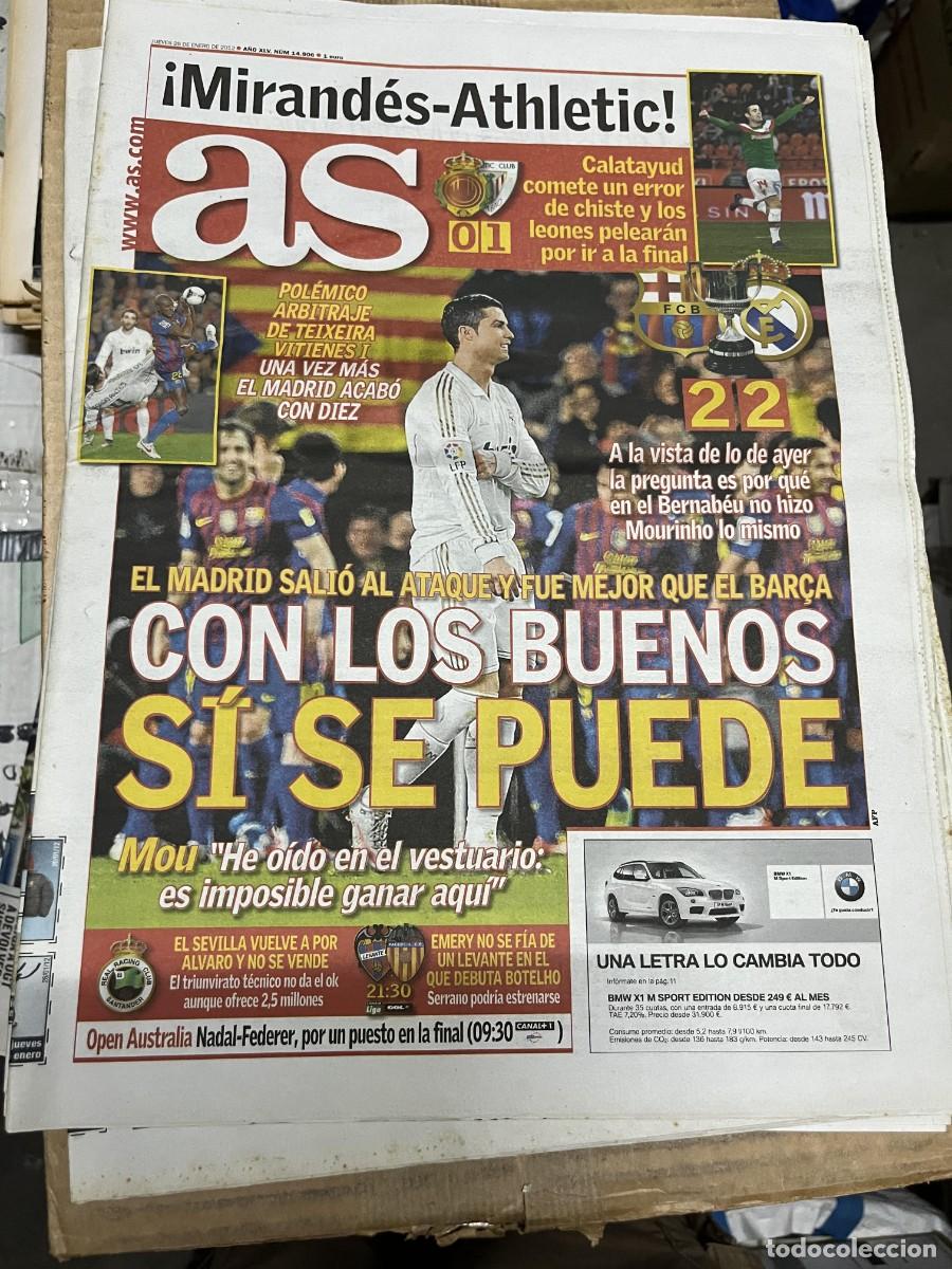Coleccionismo deportivo: AS (26-1-2012) COPA MIRANDES MALLORCA 0-1 ATHLETIC BILBAO BARCELONA 2-2 REAL MADRID