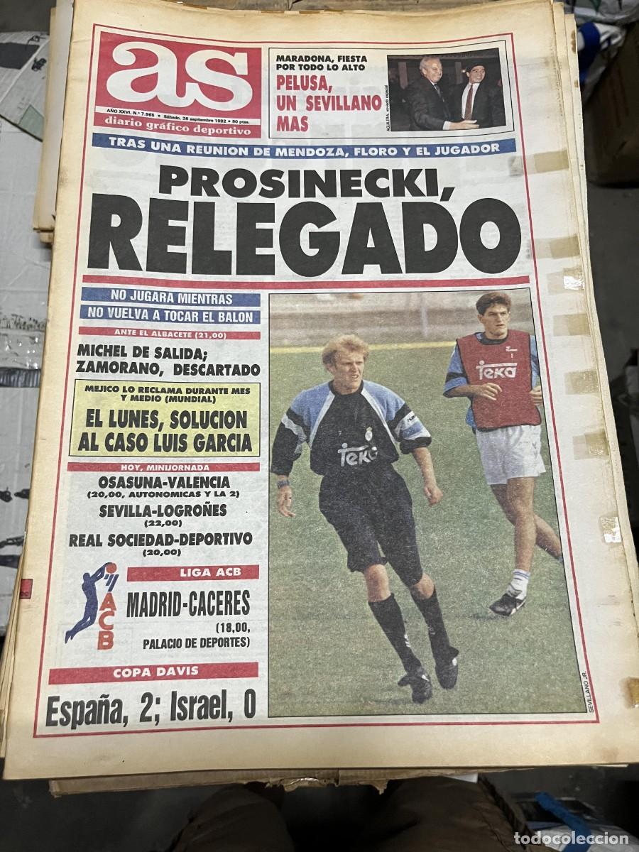 Coleccionismo deportivo: AS (26-9-1992) JORNADA LIGA MARADONA SEVILLA PROSINECKI REAL MADRID COPA DAVIS ESPA&Ntilde;A 2-0 ISRAEL