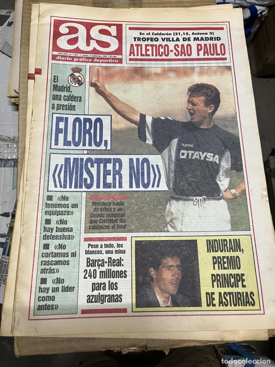 Coleccionismo deportivo: AS (3-9-1992) TROFEO VILLA MADRID SAU PAULO AGENDA ATLETICO MADRID BENITO FLORO