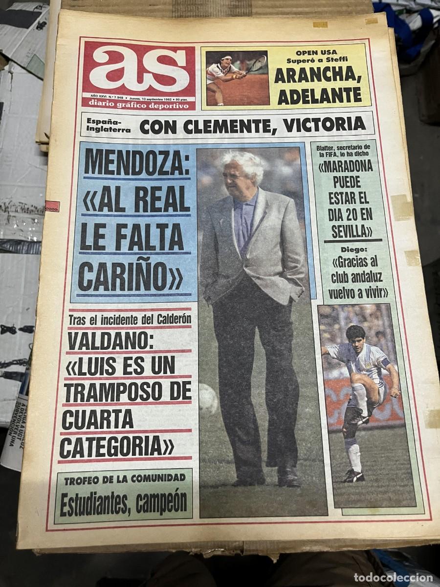 Coleccionismo deportivo: AS (10-9-1992) OPEN USA TENIS ARANTXA VICARIO JAVIER CLEMENTE MENDOZA MARADONA VALDANO