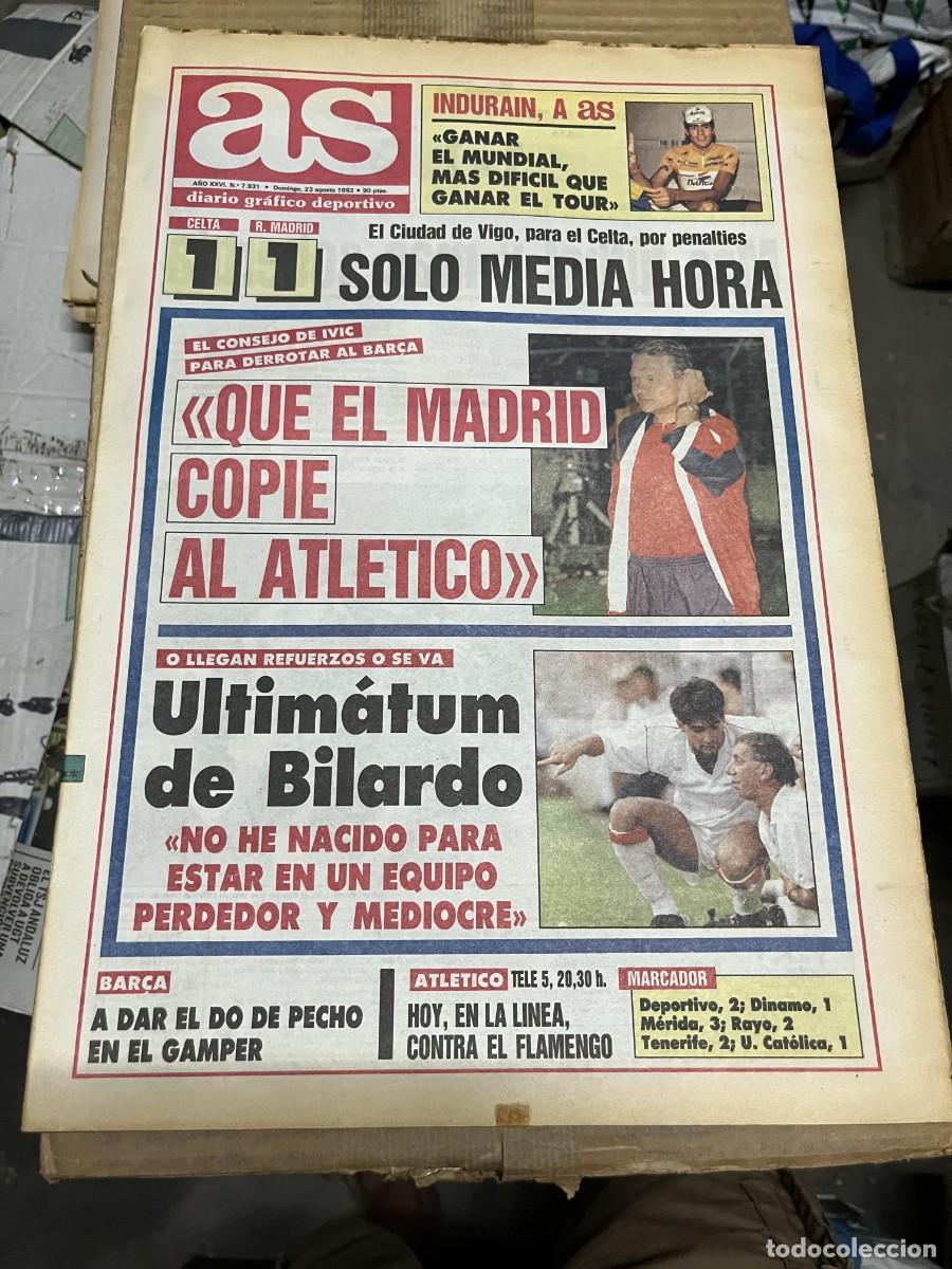 Sports collectibles: AS (23-8-1992) INDURAIN CICLISMO IVIC BILARDO SEVILLA TROFEO GAMPER DEPORTIVO 2-1 DINAMO LARRY BIRD