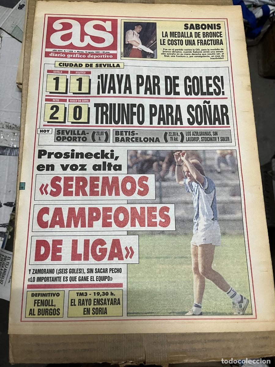 Coleccionismo deportivo: AS (18-8-1992) TROFEO CIUDAD SEVILLA 1-1 ATLETICO BETIS 2-0 VASCO GAMA SABONIS MEDALLA PROSINECKI