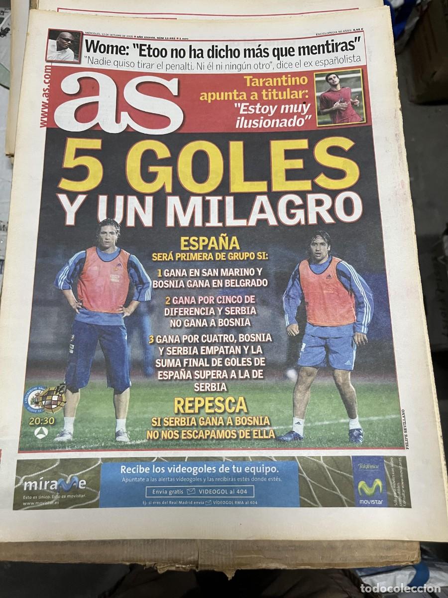 Coleccionismo deportivo: AS (12-10-2005) WOME ETOO FERNANDO TORRES RAUL SAN MARINO ESPA&Ntilde;A SELECCION ESPA&Ntilde;OLA