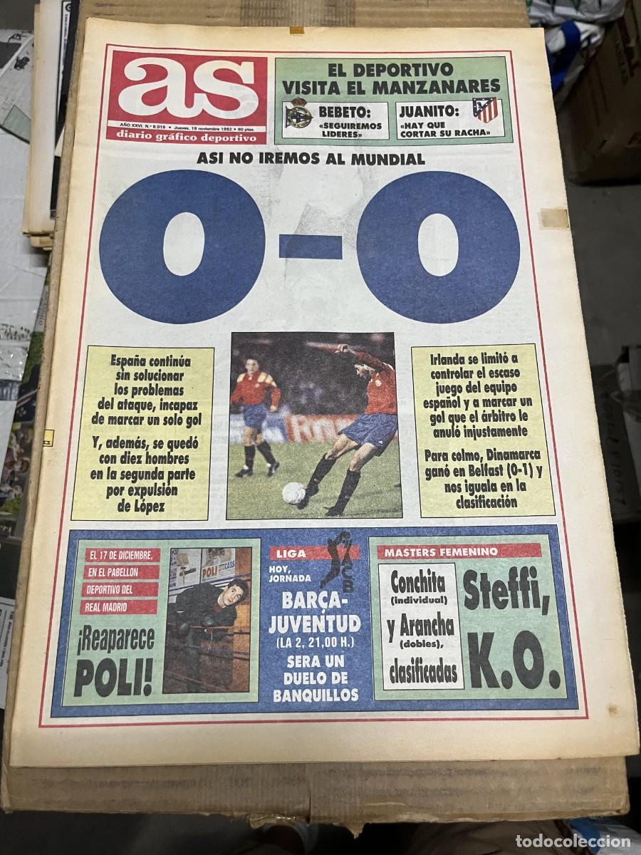 Coleccionismo deportivo: AS (19-11-1992) ESPA&Ntilde;A 0-0 EIRE IRLANDA POLI DIAZ STEFFI GRAF TENIS BEBETO JUANITO DEPORTIVO VITESSE