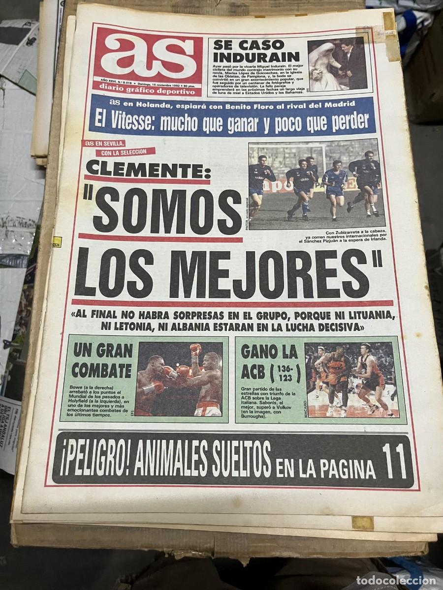 Coleccionismo deportivo: AS (15-11-1992) JAVIER CLEMENTE SELECCION ESPA&Ntilde;OLA ESPA&Ntilde;A INDURAIN BOWE HOLYFIELD SABONIS