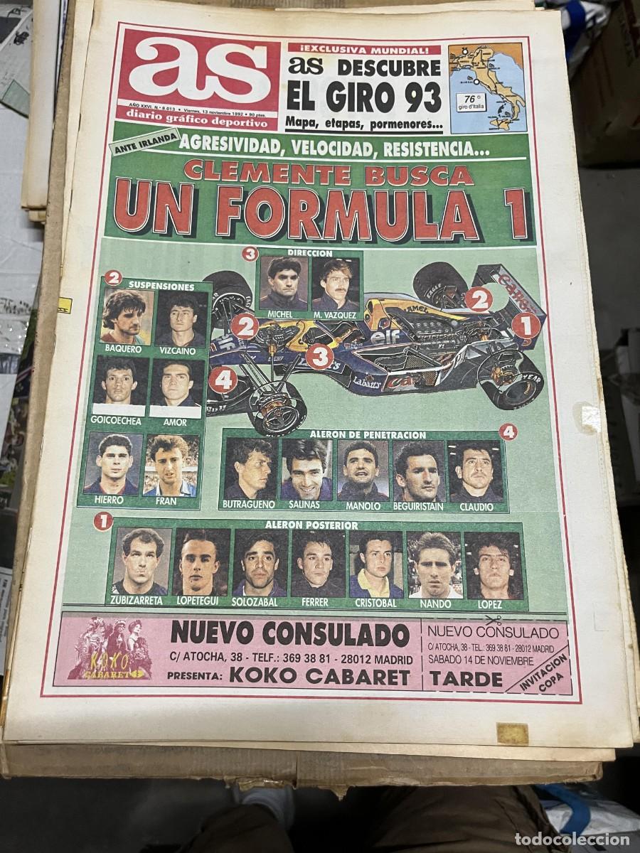 Coleccionismo deportivo: AS (13-11-1992) GIRO ITALIA FORMULA 1 JAVIER CLEMENTE ESPA&Ntilde;A BALONCESTO EXTRA ESPA&Ntilde;A ITALIA