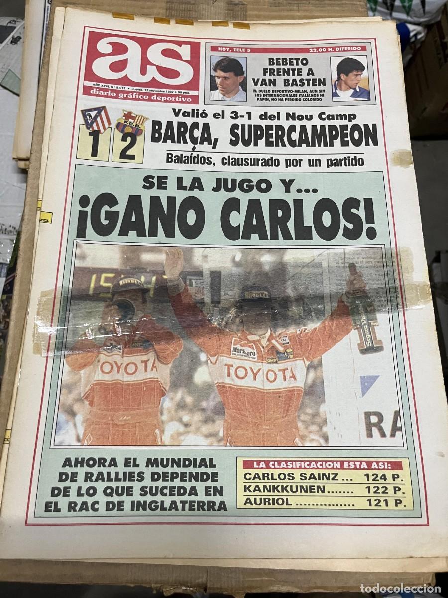 Coleccionismo deportivo: AS (12-11-1992) FINAL SUPERCOPA ATLETICO MADRID 1-2 BARCELONA CAMPEON BEBETO VAN BASTEN CARLOS SAINZ