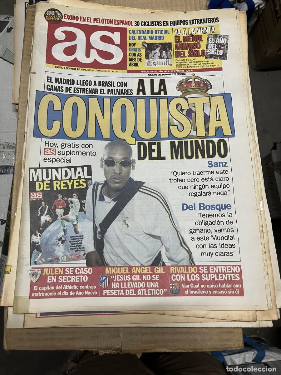 Coleccionismo deportivo: AS (3-1-2000) ANELKA FINAL INTERCONTINENTAL MUNDIAL DE REYES REAL MADRID MANCHESTER UNITED
