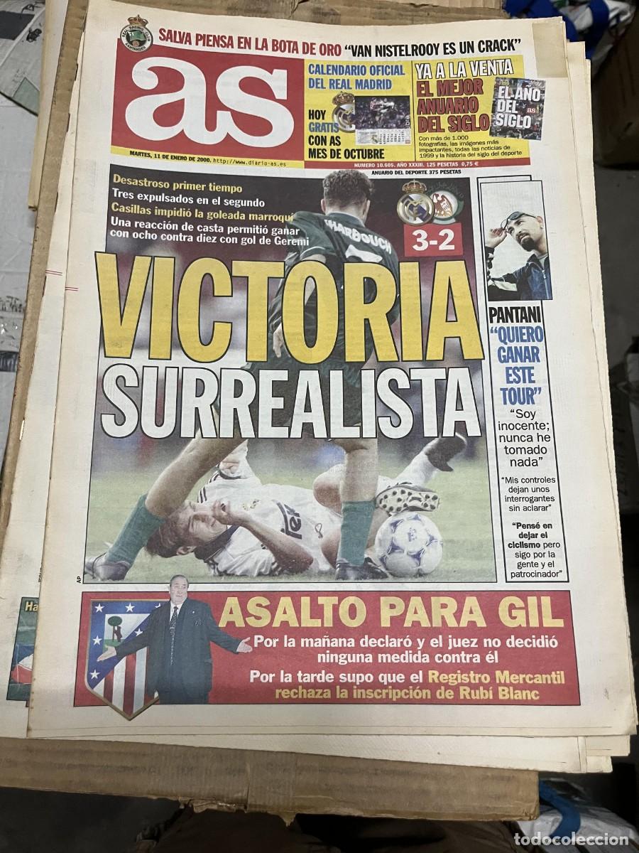 Coleccionismo deportivo: AS (11-1-2000) ATLETICO MADRID JESUS GIL REAL MADRID 3-2 RAJA CASABLANCA MUNDIAL CLUBS PANTANI