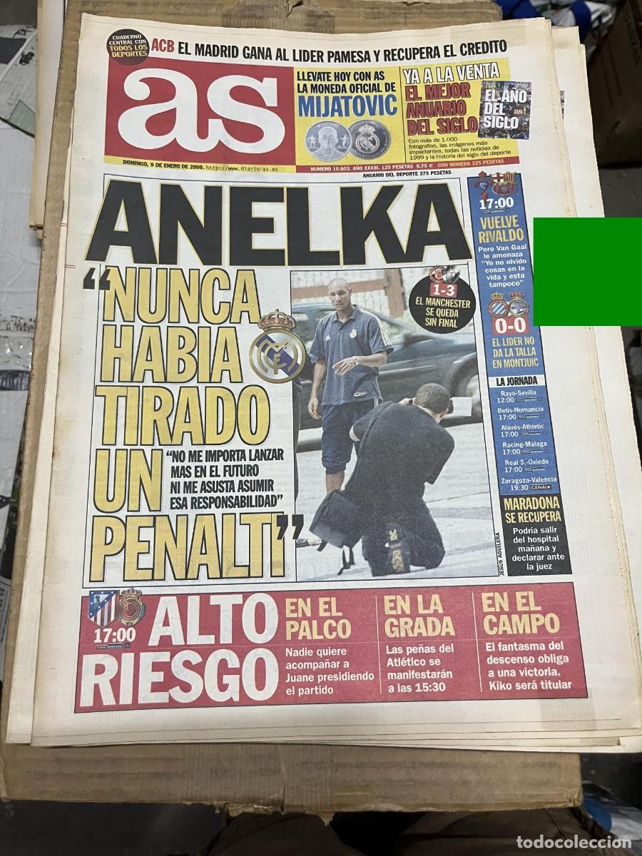 Coleccionismo deportivo: AS (9-1-2000) ANELKA REAL MADRID MANCHESTER UNITED 1-3 VASCO GAMA HOY ATLETICO MALLORCA