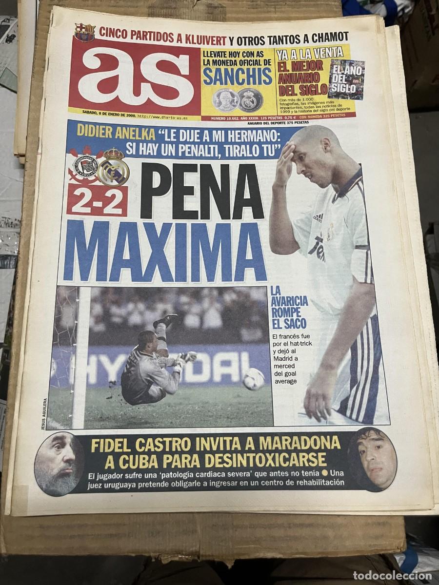 Coleccionismo deportivo: AS (8-1-2000) ANELKA CORINTHIANS 2-2 REAL MADRID MUNDIAL CLUBS FIDEL CASTRO MARADONA
