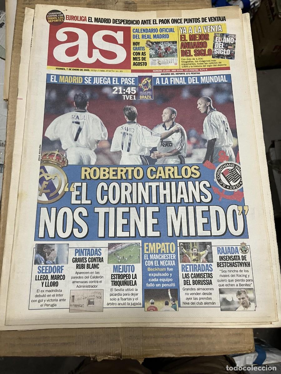 Coleccionismo deportivo: AS (7-1-2000) HOY MUNDIAL CLUBS REAL MADRID CORINTHIANS ROBERTO CARLOS SEEDORF MEJUTO