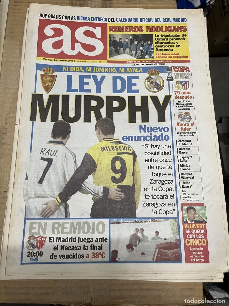 Coleccionismo deportivo: AS (14-1-2000) ZARAGOZA KLUIVERT RAUL MILOSEVIC HOY MUNDIAL CLUBS REAL MADRID NECAXA