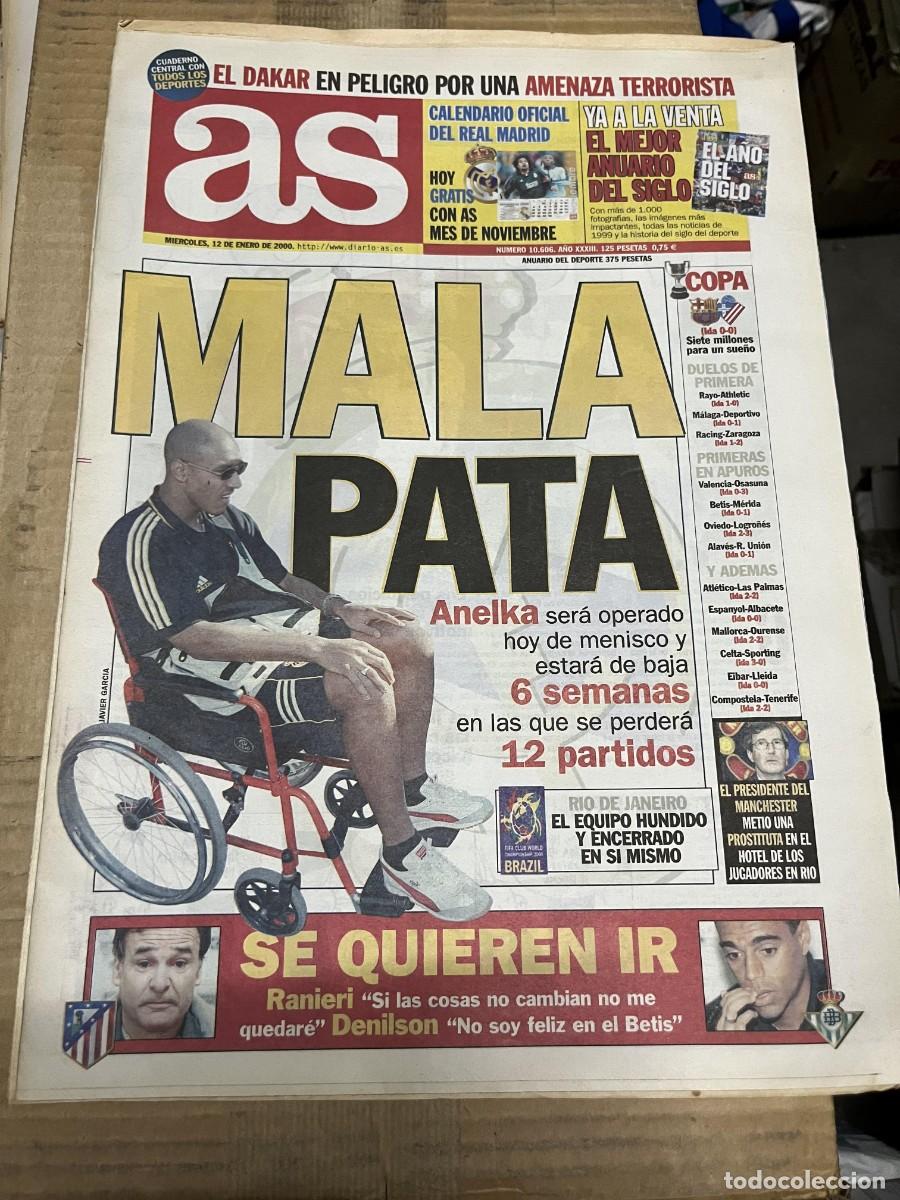Coleccionismo deportivo: AS (12-1-2000) LESION ANELKA REAL MADRID DAKAR RANIERI DENILSON