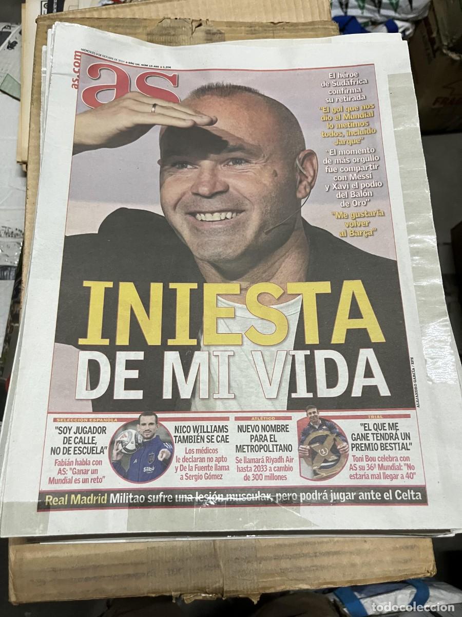 Coleccionismo deportivo: AS (9-10-2024) ANDRES INIESTA FABIAN MILITAO NICO WILLIAMS RIYADH AIR METROPOLITANO TONI BOU