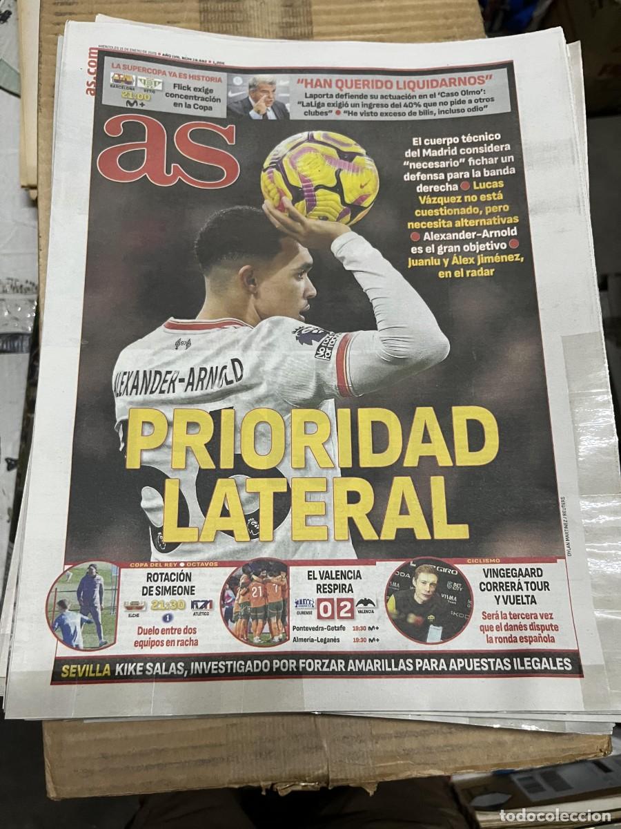 Coleccionismo deportivo: AS (15-1-2025) POSIBLE FICHAJE ALEXANDER ARNOLD REAL MADRID LAPORTA BARCELONA BETIS