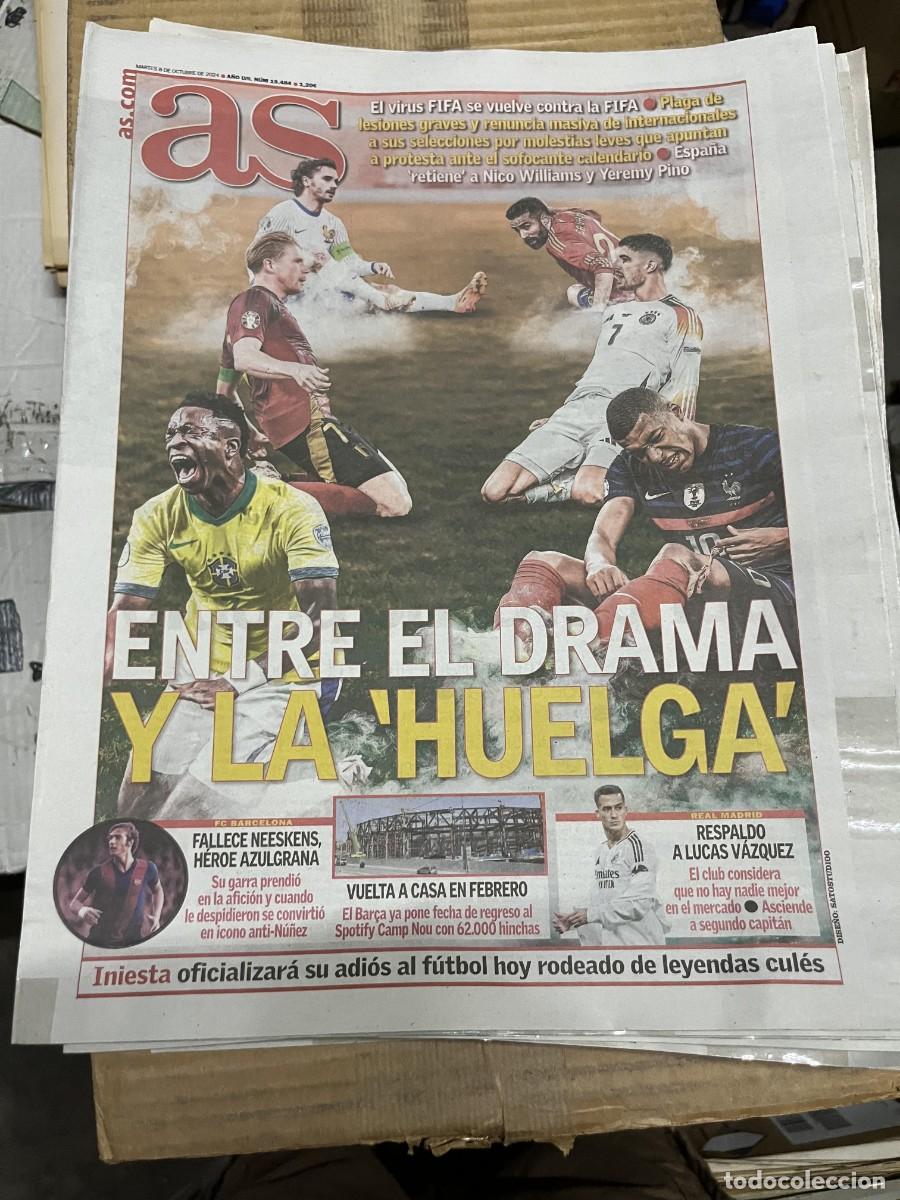 Coleccionismo deportivo: AS (8-10-2024) VIRUS FIFA LESIONES NICO WILLIAMS YEREMI PINO ESPA&Ntilde;A MUERTE NEESKENS LUCAS VAZQUEZ