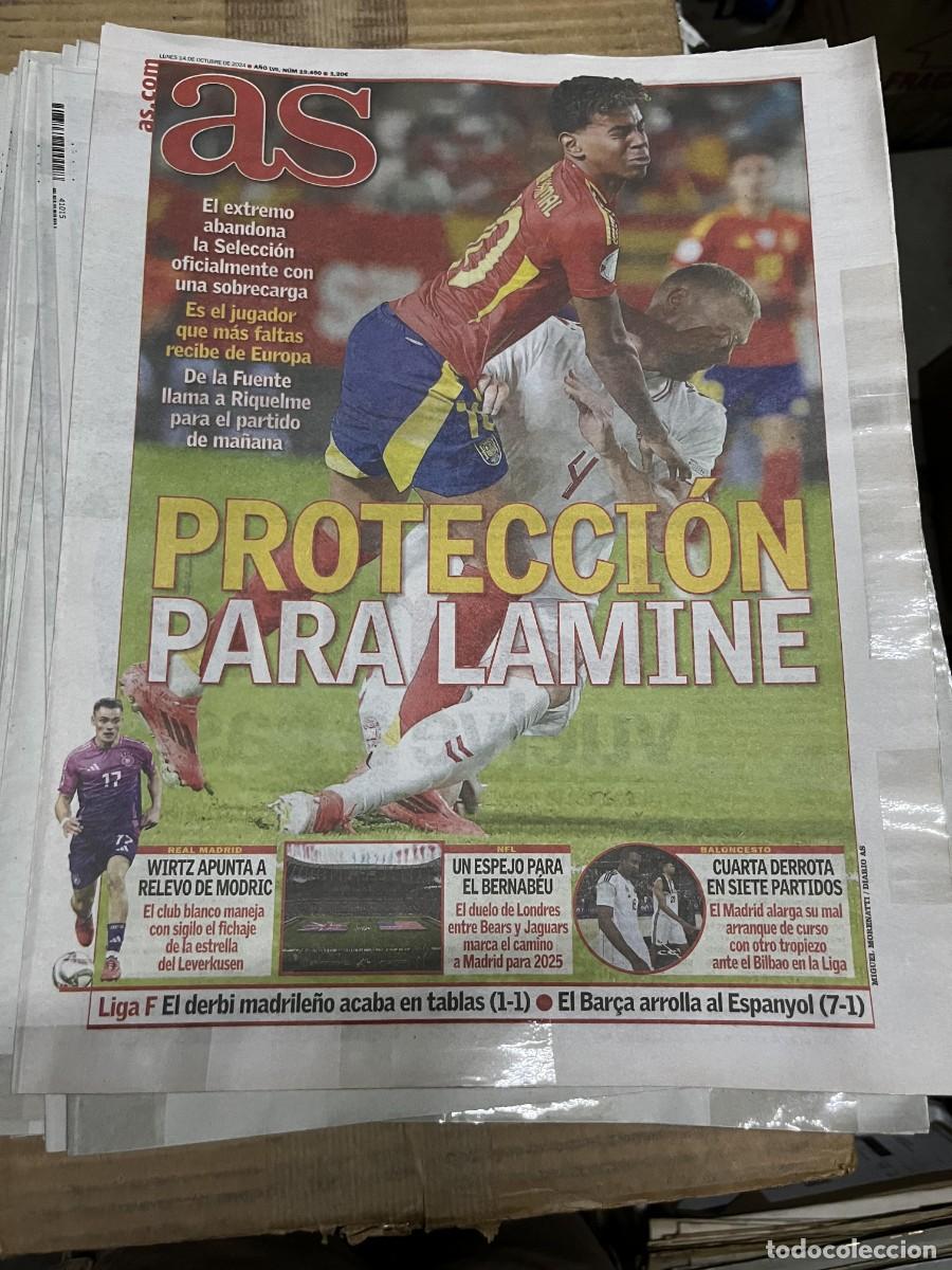 Coleccionismo deportivo: AS (14-10-2024) SELECCION ESPA&Ntilde;OLA ESPA&Ntilde;A LAMINE YAMAL WIRTZ MODRIC