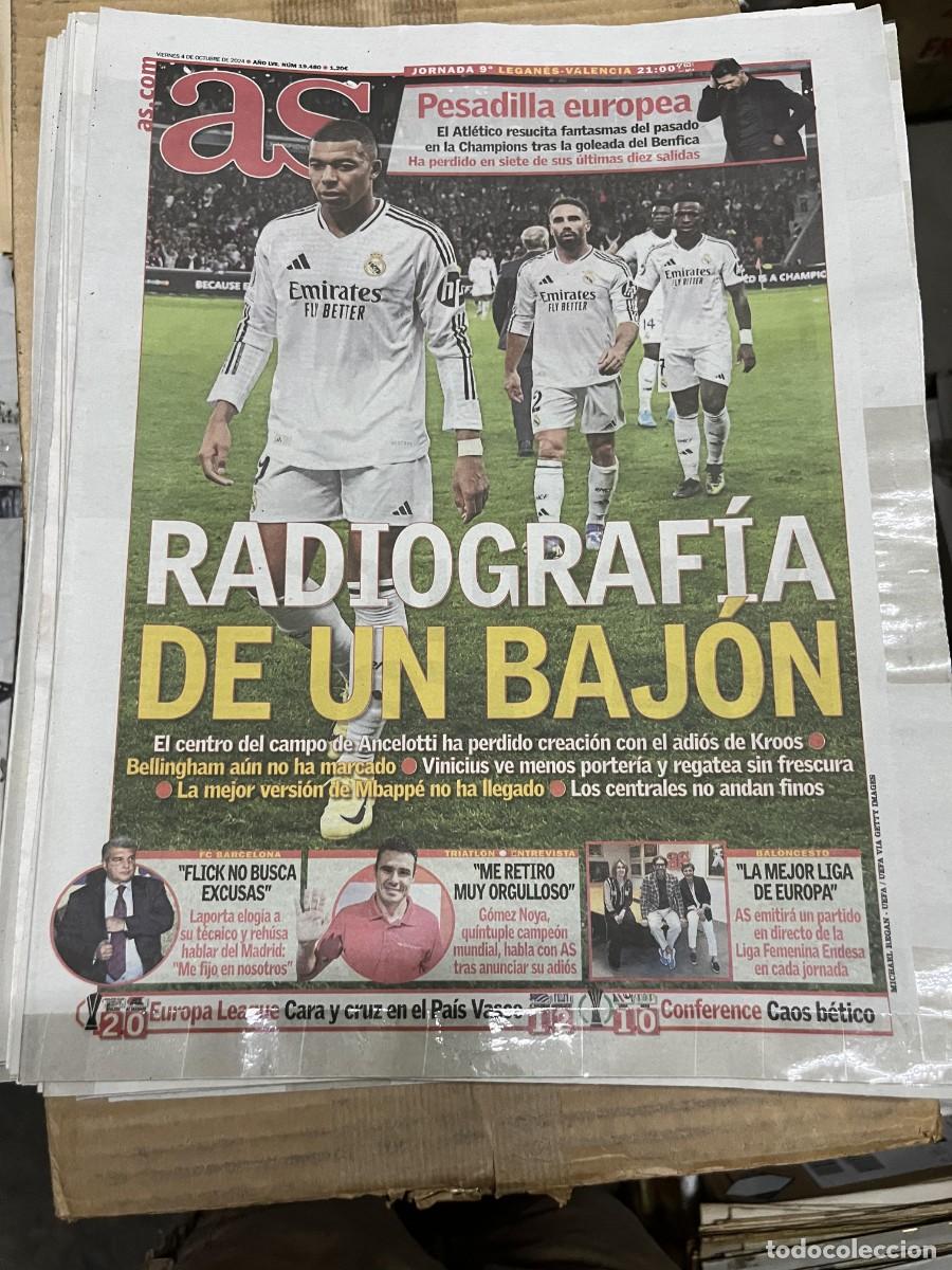 Coleccionismo deportivo: AS (4-10-2024) LEGANES VALENCIA REAL MADRID CARVAJAL MBAPPE FLICK LAPORTA GOMEZ NOYA