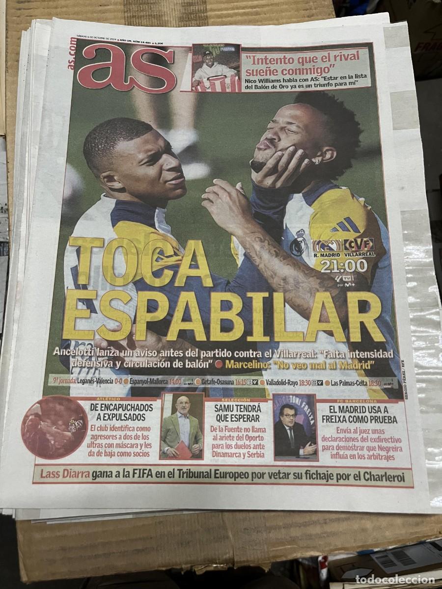 Coleccionismo deportivo: AS (5-10-2024) NICO WILLIAMS MBAPPE MILITAO REAL MADRID FRENTE ATLETICO FREIXA
