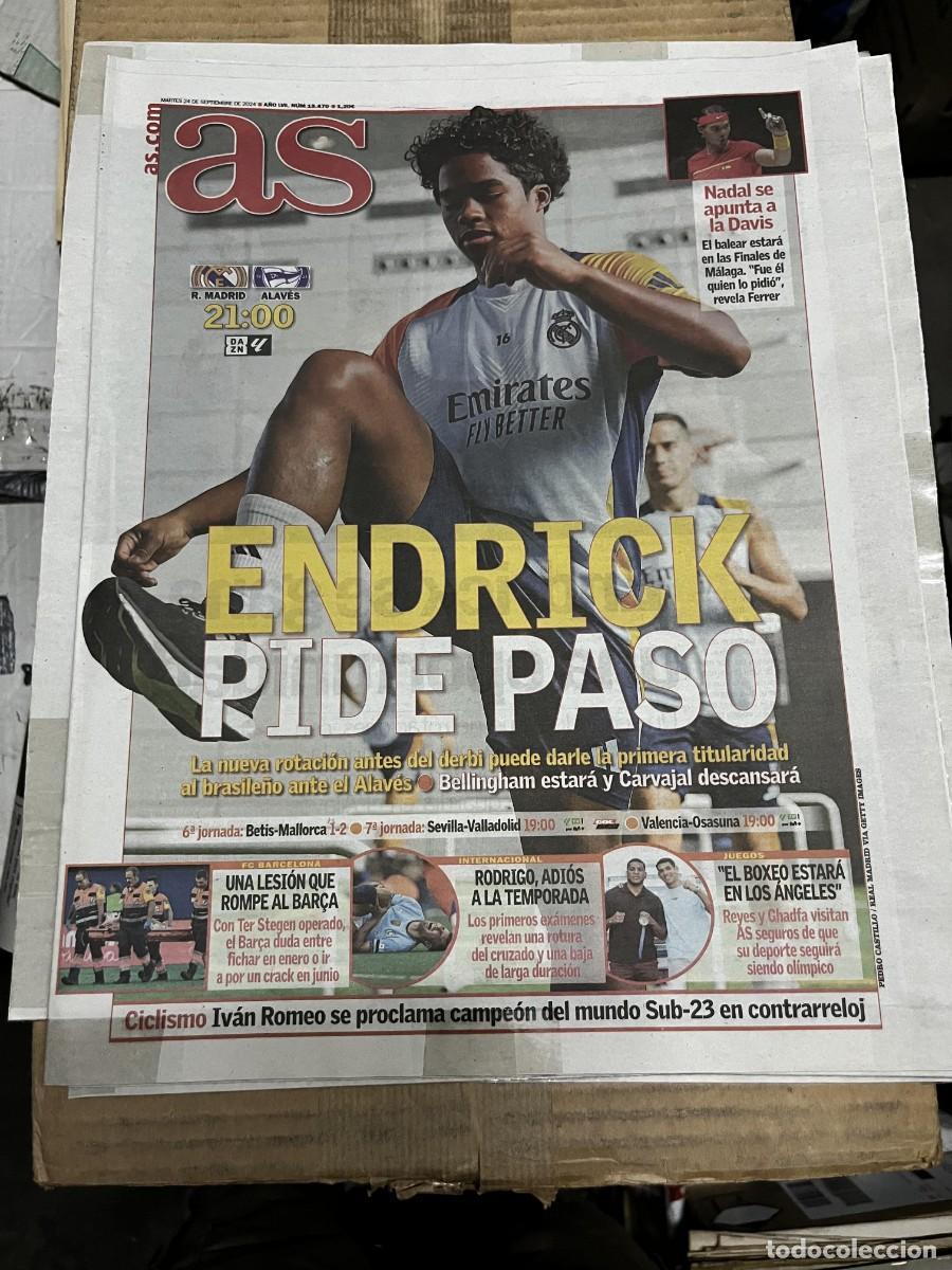 Coleccionismo deportivo: AS (24-9-2024) ENDRICK HOY REAL MADRID ALAVES NADAL TENIS LESION TER STEGEN RODRI