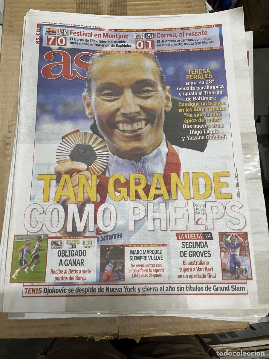 Coleccionismo deportivo: AS (1-9-2024) BARCELONA 7-0 VALLADOLID ATHLETIC 0-1 ATLETICO CAMPEON MEDALLA TERESA PERALES