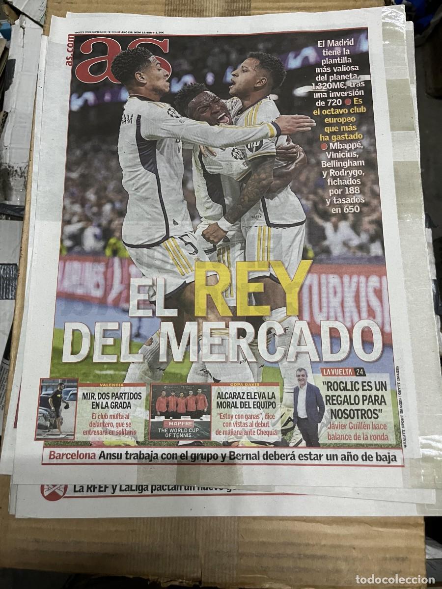 Coleccionismo deportivo: AS (10-9-2024) FICHAJES REAL MADRID MIR ALCARAZ ROGLIC VUELTA A ESPA&Ntilde;A
