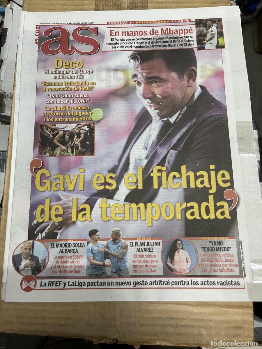 Coleccionismo deportivo: AS (13-9-2024) MBAPPE DECO GAVI BARCELONA DANI OLMO PEDRI JULIAN ALVAREZ ESPANYOL CELTA