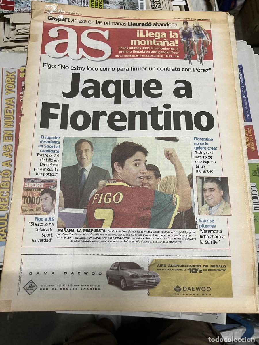 Coleccionismo deportivo: AS (10-7-2000) FICHAJE FIGO REAL MADRID FLORENTINO PEREZ BARCELONA GASPART LLAURADO