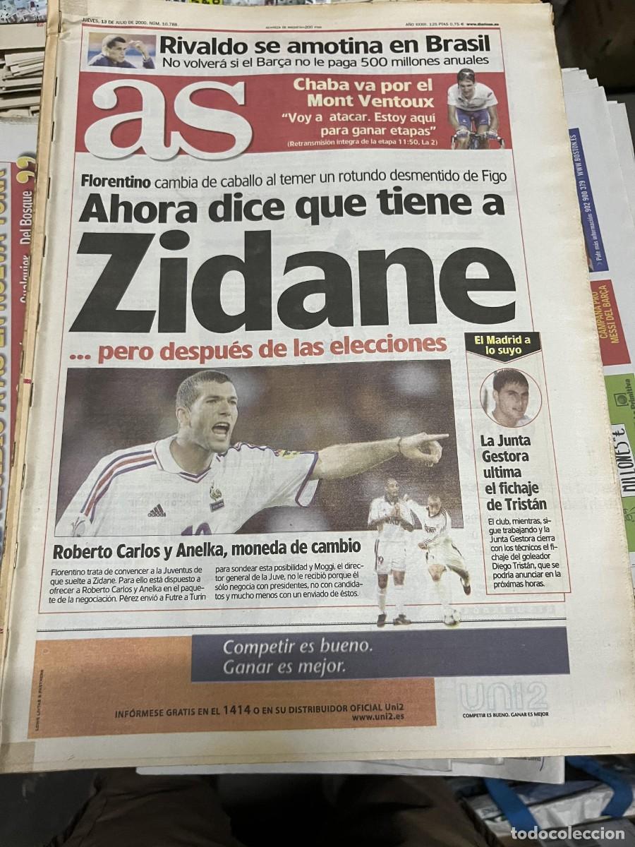 Coleccionismo deportivo: AS (13-7-2000) FICHAJE ZINEDINE ZIDANE FLORENTINO PEREZ REAL MADRID RIVALDO TRISTAN ANELKA ROBERTO