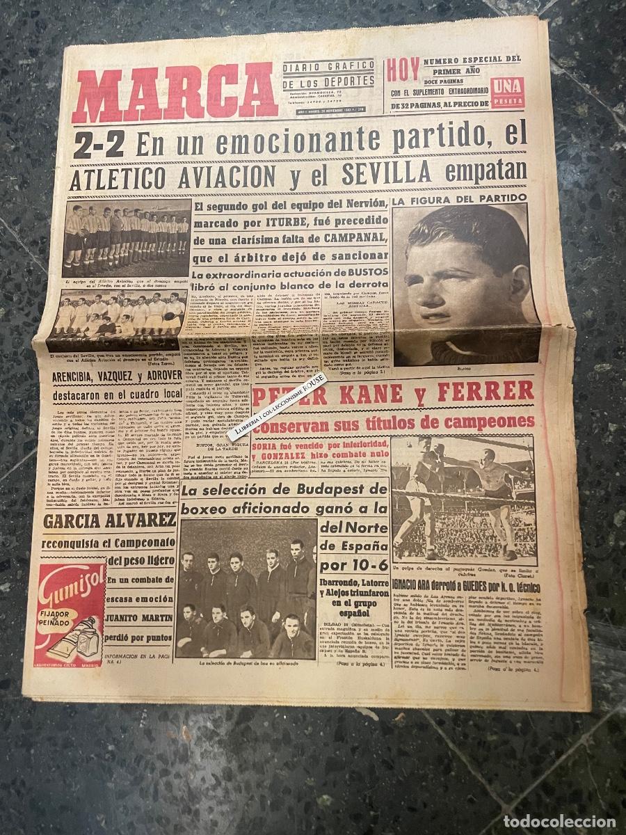 Coleccionismo deportivo: MARCA - DIARIO GRAFICO DE LOS DEPORTES N&ordm; ESPECIAL DEL PRIMER A&Ntilde;O - A&Ntilde;O II MADRID 30 NOVIEMBRE 1943
