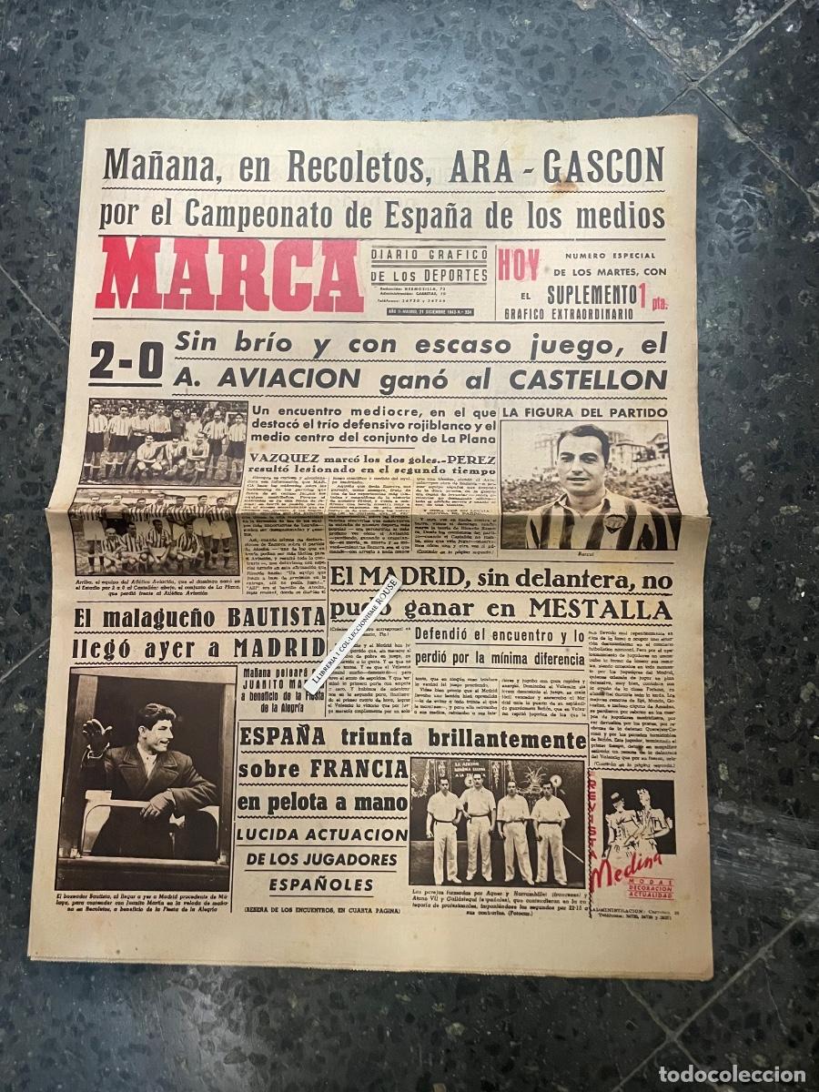 Coleccionismo deportivo: MARCA - DIARIO GRAFICO DE LOS DEPORTES N&ordm; ESPECIAL DE LOS MARTES A&Ntilde;O II - 21 DICIEMBRE 1943 N&ordm; 334
