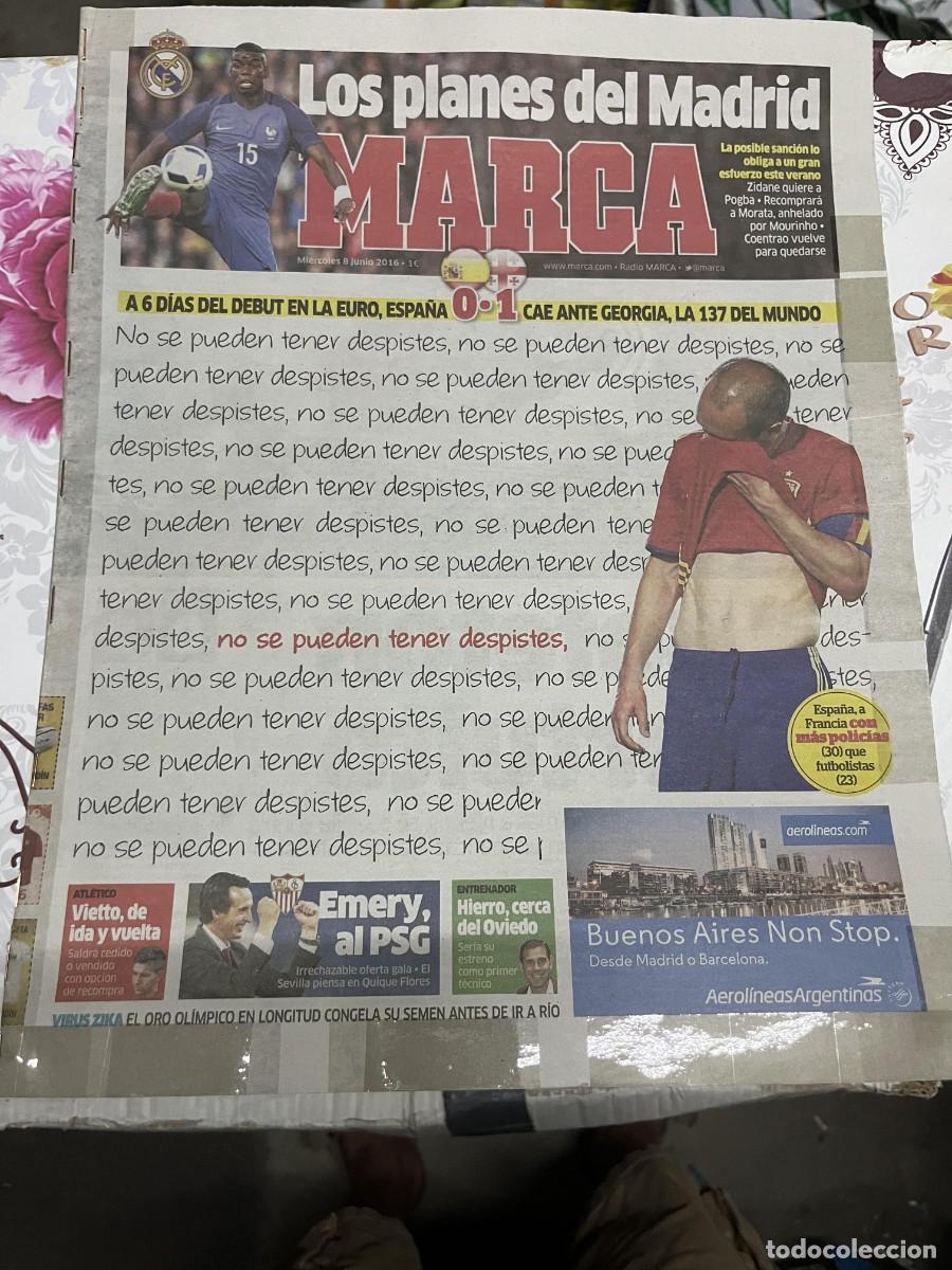Coleccionismo deportivo: MARCA (8-6-2016) SELECCION ESPA&Ntilde;OLA ESPA&Ntilde;A 0-1 GEORGIA FICHAJE POGBA REAL MADRID EMERY PSG