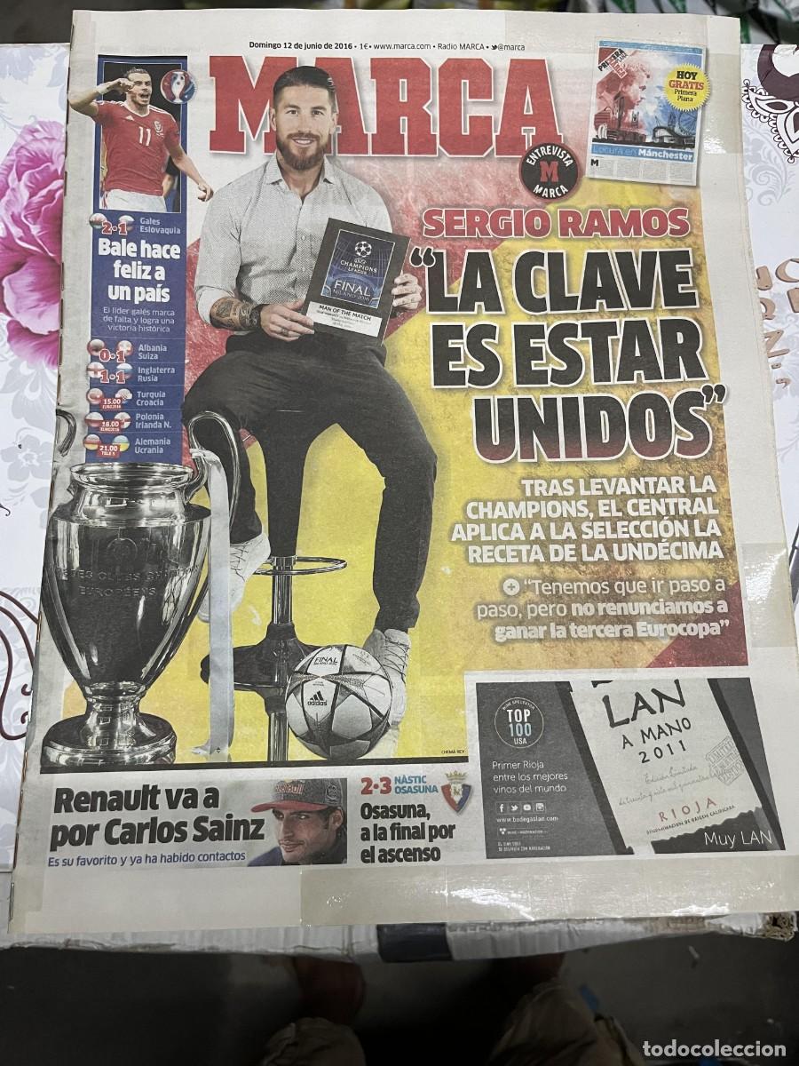 Coleccionismo deportivo: MARCA (12-6-2016) EUROCOPA SERGIO RAMOS BALE GALES 2-1 ESLOVAQUIA ALBANIA 0-1 SUIZA INGLATERRA RUSIA