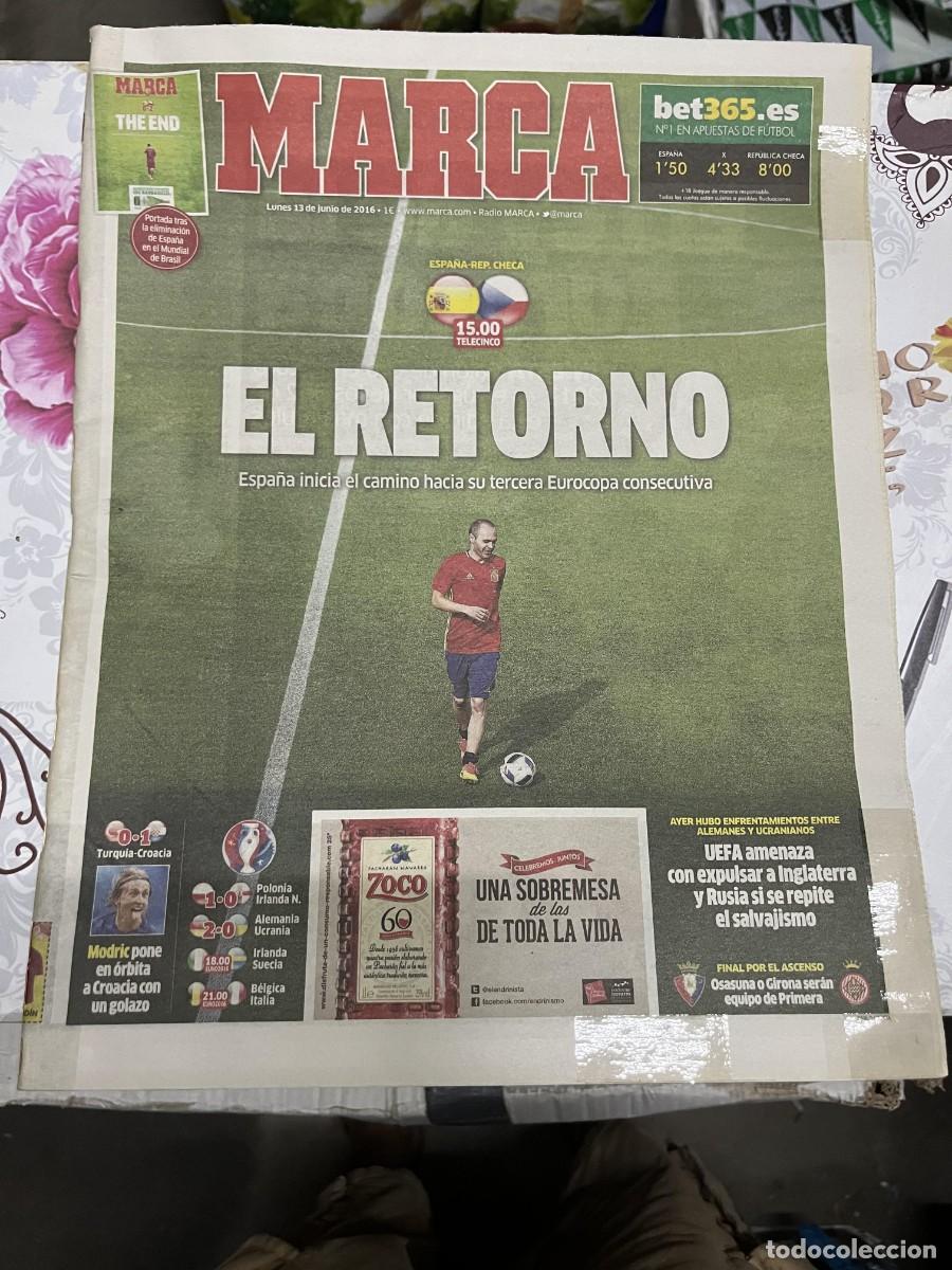 Coleccionismo deportivo: MARCA (13-6-2016) EURO EUROCOPA HOY SELECCION ESPA&Ntilde;OLA ESPA&Ntilde;A REPUBLICA CHECA ANDRES INIESTA
